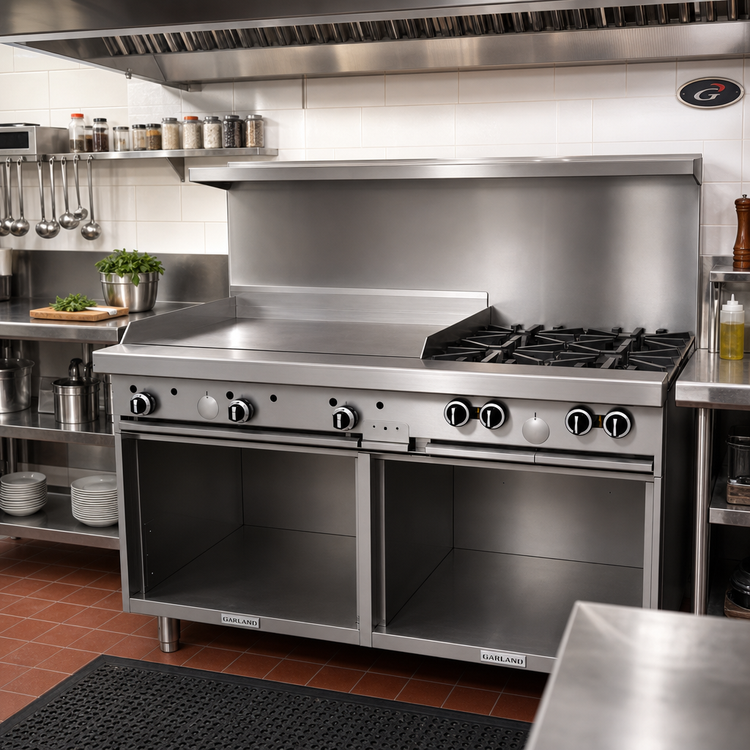 Product image #2 for Garland G Starfire Pro 60-Inch Gas Restaurant Range with 4 Open Burners and 36-Inch Griddle