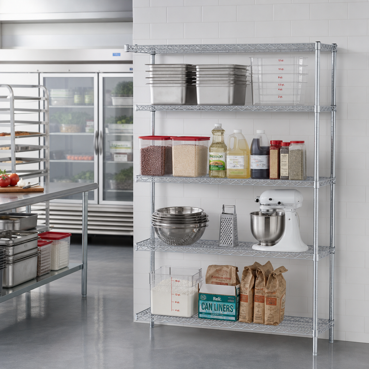 Product image #2 for EAGLEbrite 4-Tier Add-On Wire Shelving Unit, 48 x 18 x 63 Inches, Zinc Finish