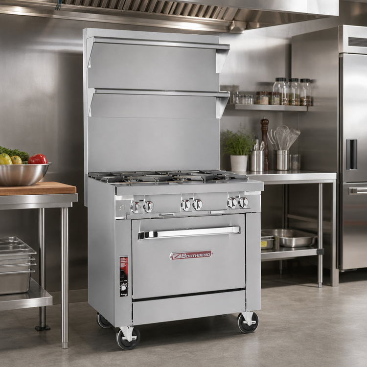 Product image #2 for Southbend Platinum Heavy Duty 36-Inch Gas Sectional Range with Cabinet Base, 6 Open Burners and Step-Up Rear Burners