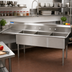 Thumbnail image #2 for BK Resources Three-Compartment Stainless Steel Sink with Left Drainboard and 24 x 24 x 14 Bowls
