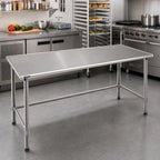Thumbnail image #2 for Eagle Group Spec-Master T2460STE 60 x 24 Inch Stainless Steel Work Table, 14-Gauge 300 Series Top, Rolled Edge, Open Base