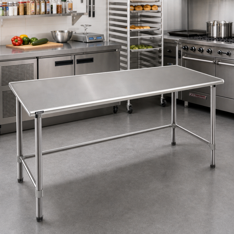 Product image #2 for Eagle Spec-Master 60 Inch x 24 Inch Stainless Steel Work Table with Rolled Edge Top and Open Base