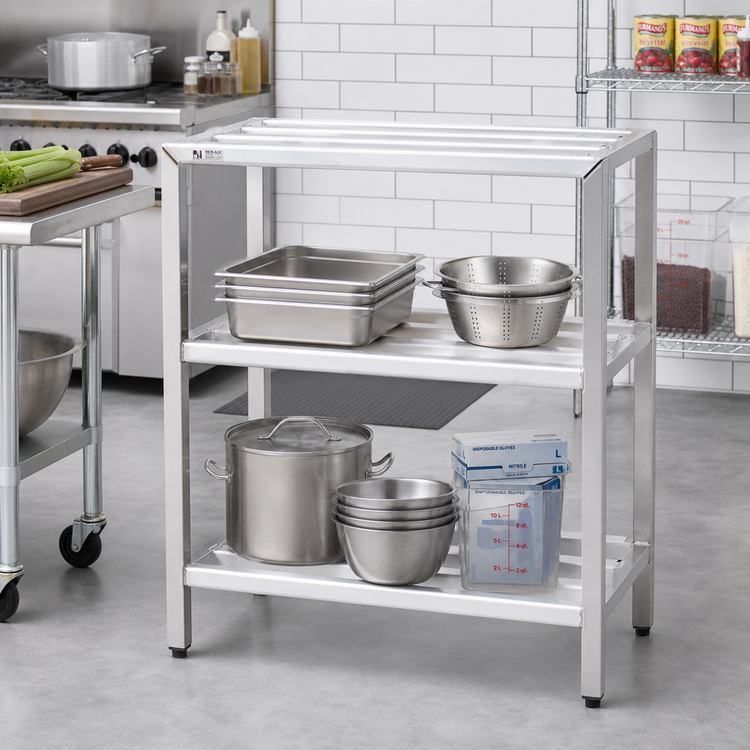 Product image #2 for New Age H.D. Series Heavy-Duty Aluminum Two-Shelf Shelving Unit, 60W x 24D x 48H
