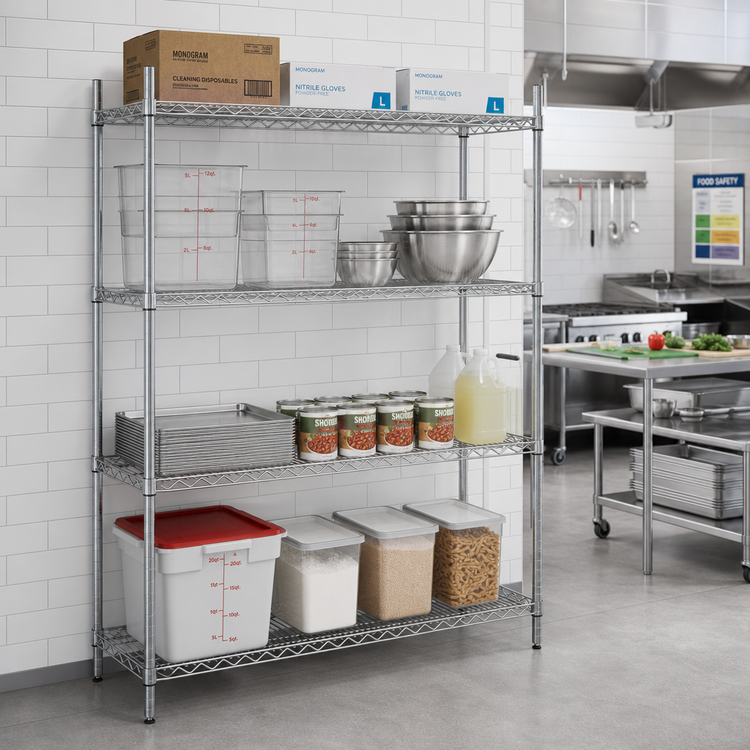 Product image #2 for Advance Tabco Special Value Series 60-Inch x 24-Inch x 74-Inch Chrome Wire Shelving Unit with 4 Shelves