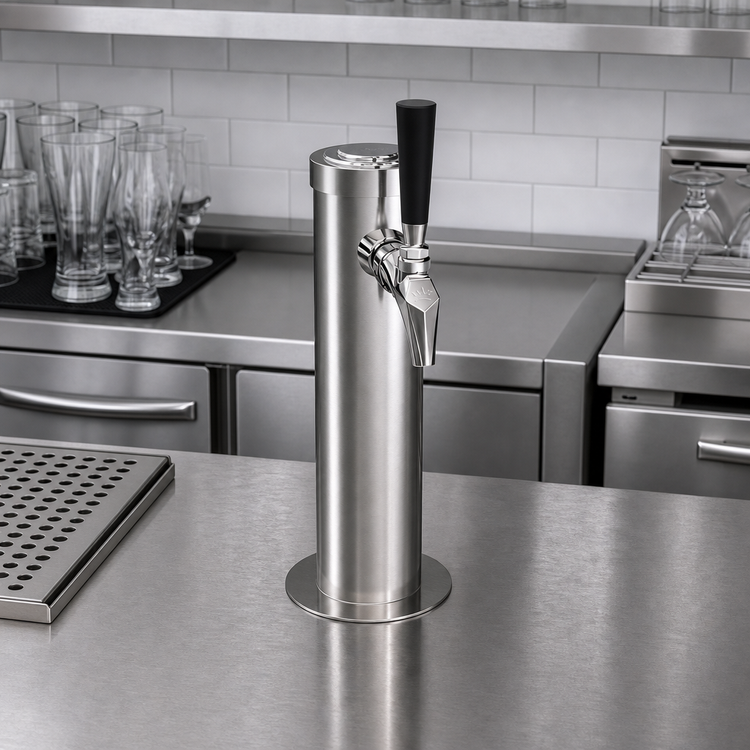 Product image #2 for Krowne Single Faucet Glycol-Cooled Countertop Beer Tower, 12 Inch High, Brushed Stainless Steel