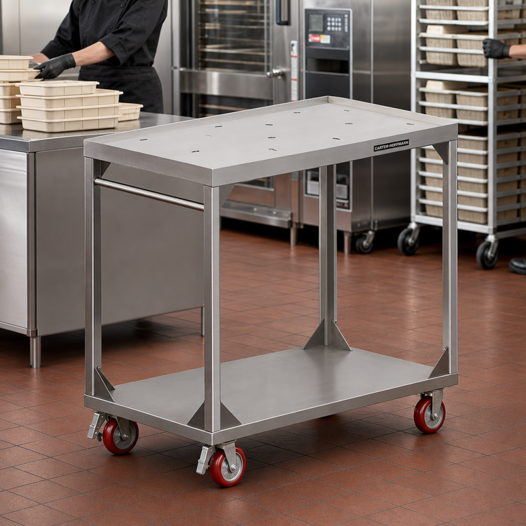 Product image #2 for Carter-Hoffmann TT104 Two-Shelf Stainless Steel Stacking Tray Transport Cart for 104 Correctional Insulated Trays