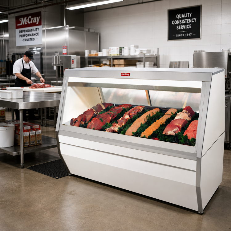 Product image #2 for Howard-McCray 35 Series 95-Inch Wide Red Meat Service Case, Straight Glass, LED Lighting, Remote Refrigeration-Ready