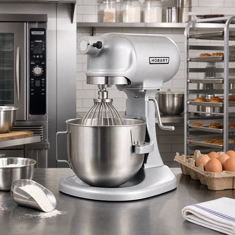 Product image #2 for Hobart N50-60 5-Quart 3-Speed Gear-Driven Countertop Planetary Mixer with Manual Bowl Lift and #10 Hub