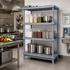 Thumbnail image #2 for Quantum Millenia QP247274VS-4 4-Shelf Polymer Shelving Starter Unit with Dunnage Stand, 72"W x 24"D x 74"H, Gray