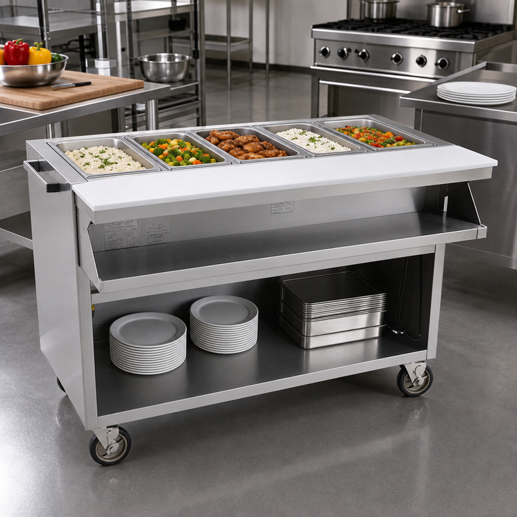 Product image #2 for Spec-Master SPHT5CB-208-3 5-Well Electric Sealed Well Mobile Hot Food Table with AutoFill