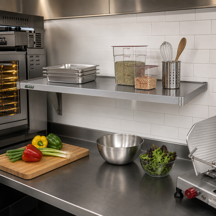 Product image #2 for Eagle Group 60-Inch x 24-Inch Solid 18-Gauge 304 Stainless Steel Shelf with Marine Edge