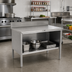 Thumbnail image #2 for John Boos Open Front Enclosed Base Stainless Steel Work Table, 48 x 24 Inches, 14 Gauge Top, 5 Inch Backsplash