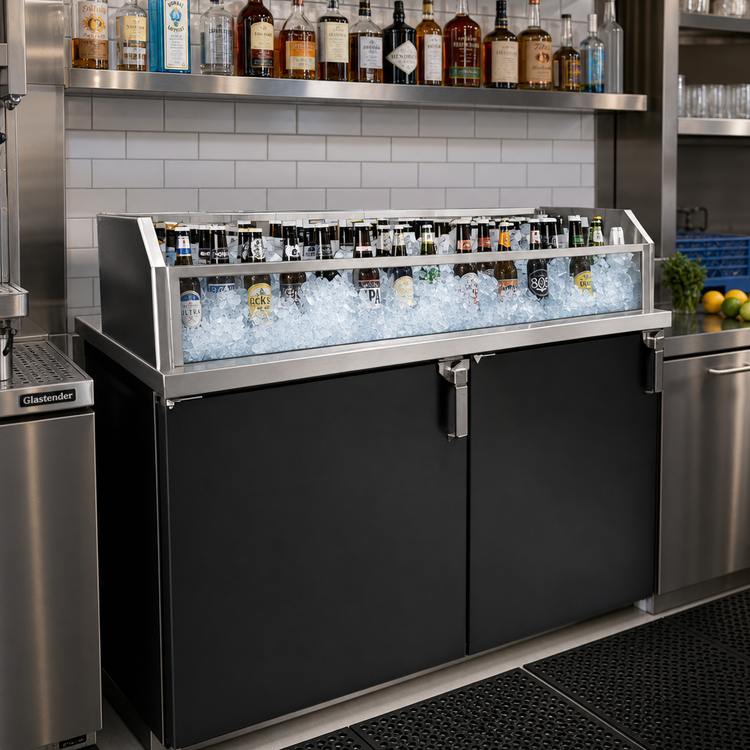 Product image #2 for Glastender Back Bar Glass Ice Display Unit for Bottled Beverages, 48 Inch W x 24 Inch D x 9 Inch H
