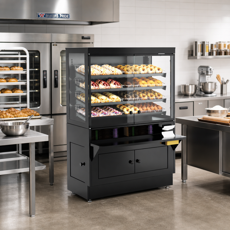 Product image #2 for Addenda Non-Refrigerated Self-Service Merchandiser with Bag Storage and 12-Tray Capacity