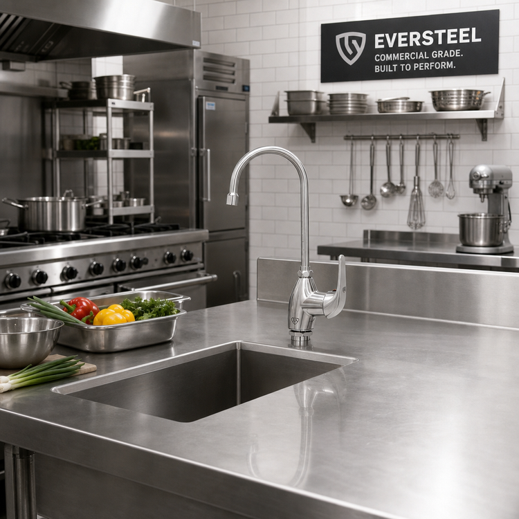 Product image #2 for EverSteel Commercial Stainless Steel Single-Hole Deck Mount Single-Lever Faucet with 6-Inch Swing Nozzle