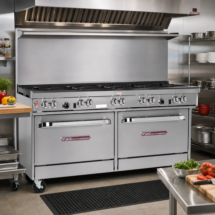 Product image #2 for Ultimate 60-Inch Gas Restaurant Range with 10 Open Burners, Standard Oven and Cabinet Base