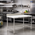 Thumbnail image #2 for Eagle Group 48 Inch x 24 Inch Poly Top Cutting Table with Removable 304 Stainless Steel Backsplash