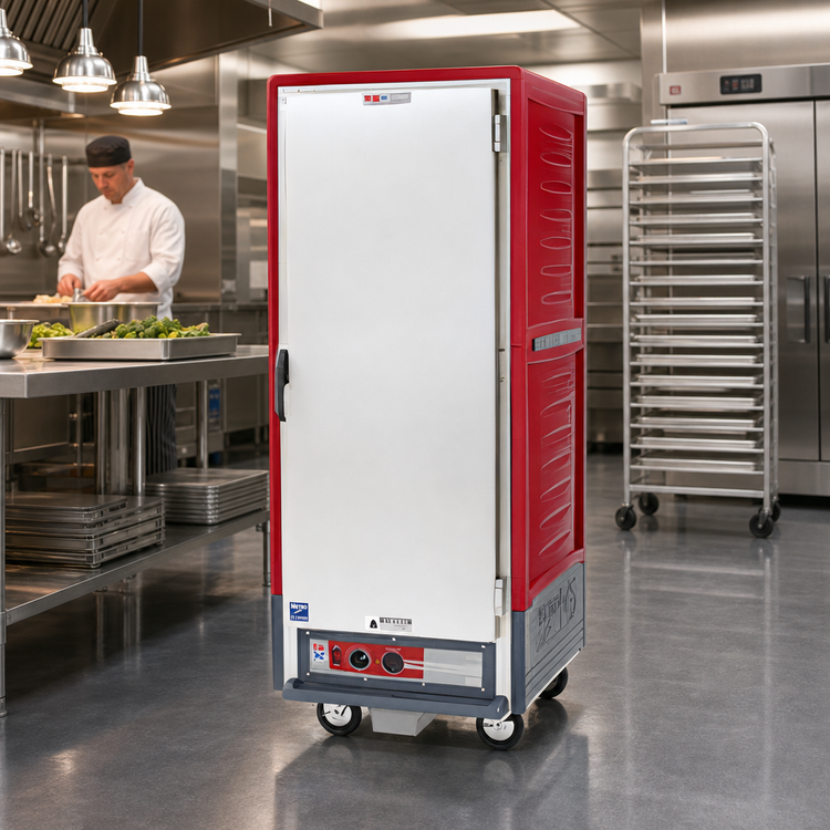Product image #2 for Metro C5 3 Series Red Full-Height Mobile Heated Holding Cabinet with Solid Door and Lip Load Slides
