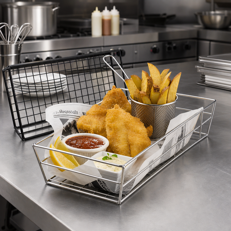 Product image #2 for American Metalcraft Large Rectangular Chrome-Plated Wire Grid Tabletop Basket