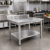 Thumbnail image #2 for John Boos ADA Adjustable-Height Stainless Steel Work Table with 5-Inch Backsplash and Undershelf, 48 x 30 Inches
