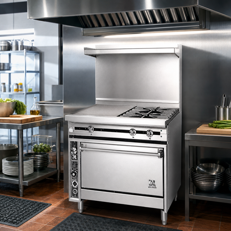 Product image #2 for Jade Titan JTRH-18G-1HT-36 36-Inch Heavy Duty Gas Range with 18" Griddle, 18" Hot Top, and Standard Oven