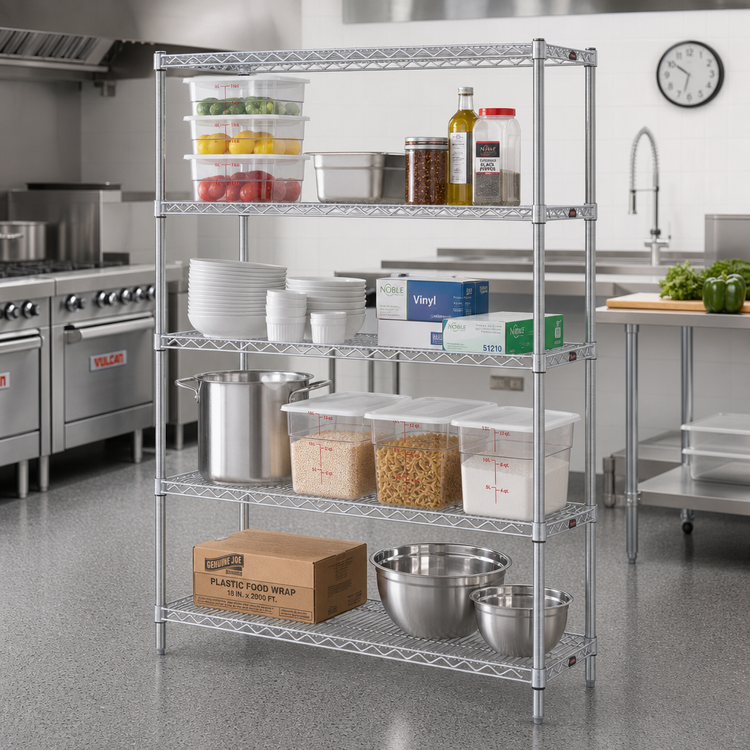 Product image #2 for Eagle Group 4-Tier Starter Wire Shelving Unit, 48 x 21 x 63 Inches, Stainless Steel Finish