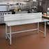 Thumbnail image #2 for Advance Tabco 144-Inch x 30-Inch 304 Stainless Steel Work Table with 10-Inch Backsplash and Galvanized Open Base
