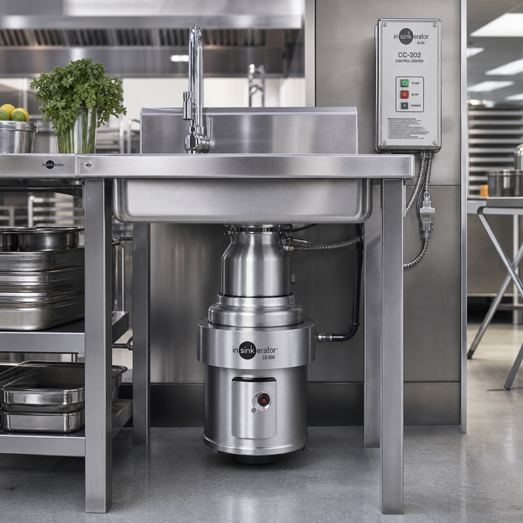 Product image #2 for InSinkErator SS-500 5 HP Stainless Steel Trough Mount Food Waste Disposer Package with CC-202 Control Center
