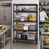 Thumbnail image #2 for Quantum 4-Shelf Wire Shelving Starter Kit, 48W x 18D x 74H, 600-800 lb Capacity, Black Epoxy Coated