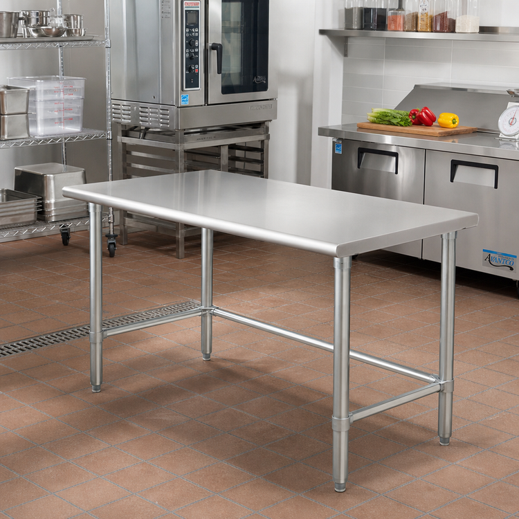 Product image #2 for Eagle Group Budget Series 72"W x 30"D Flat Top Stainless Steel Work Table with Tubular Base
