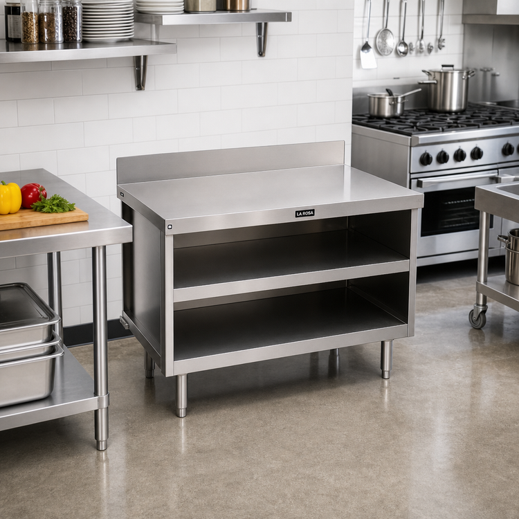Product image #2 for La Rosa 36-Inch x 32-Inch Open Shelf Utility Stand with 16-Gauge Stainless Steel Top