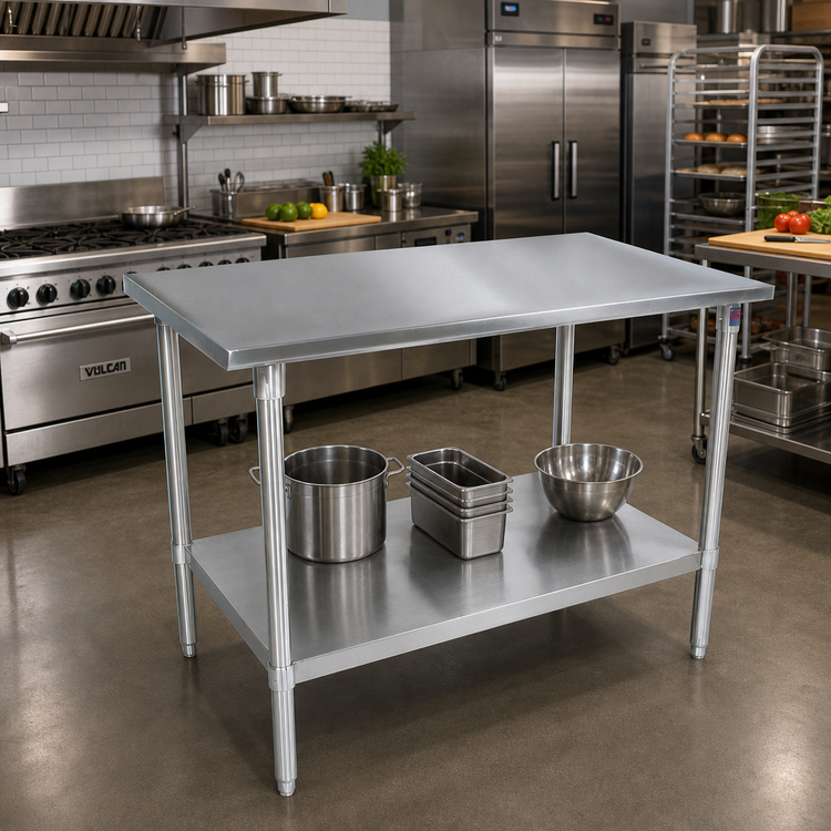 Product image #2 for John Boos Stallion 84-Inch x 30-Inch 14-Gauge Stainless Steel Flat Top Work Table with Adjustable Undershelf