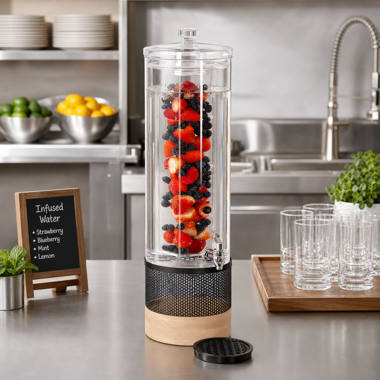 Product image #2 for Cal-Mil Camden Round 3-Gallon Beverage Dispenser with Infusion Chamber and Drip Tray