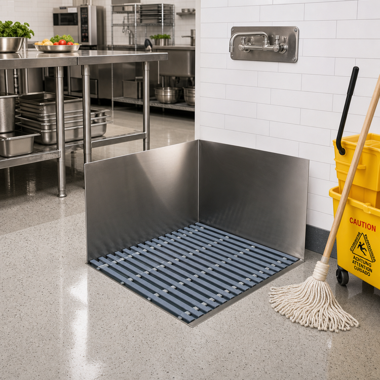 Product image #2 for Advance Tabco Flush-With-Floor Recessed Mop Sink with Fiberglass Grating, 33-3/8 x 24 x 10-Inch Bowl