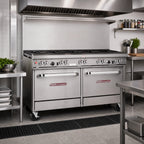 Thumbnail image #2 for Southbend (Middleby) Ultimate 4603AA-5L 60-Inch Gas Restaurant Range, 9 Open Burners, 2 Convection Ovens, Stainless Steel