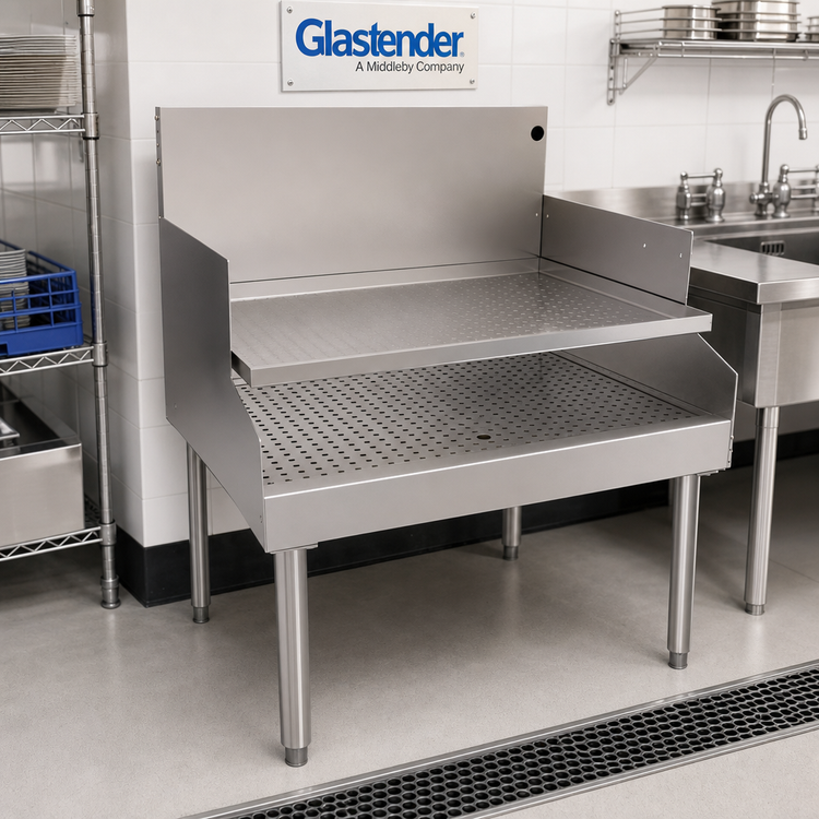Product image #2 for Glastender RDBA-30S 30-Inch Free-Standing Recessed Drainboard with Perforated Shelf