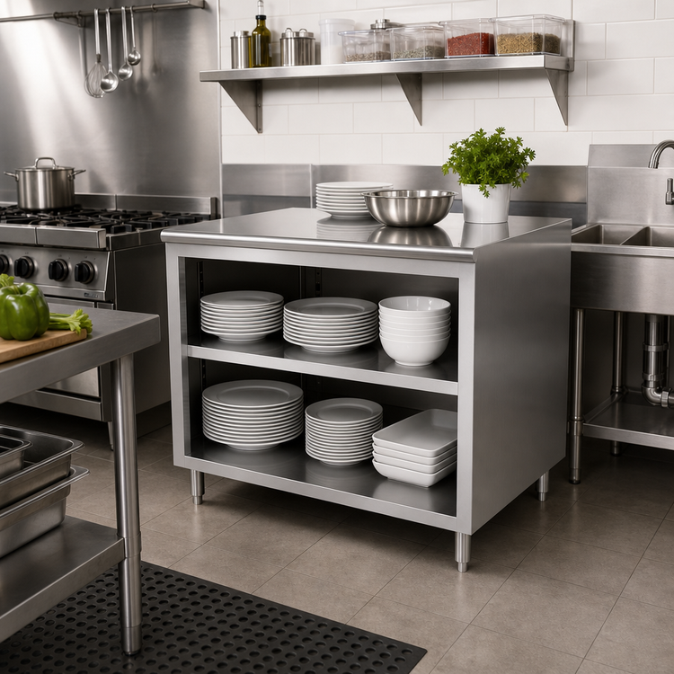 Product image #2 for Open Front Enclosed Base Stainless Steel Dish Cabinet, 30 x 30 x 36 Inches