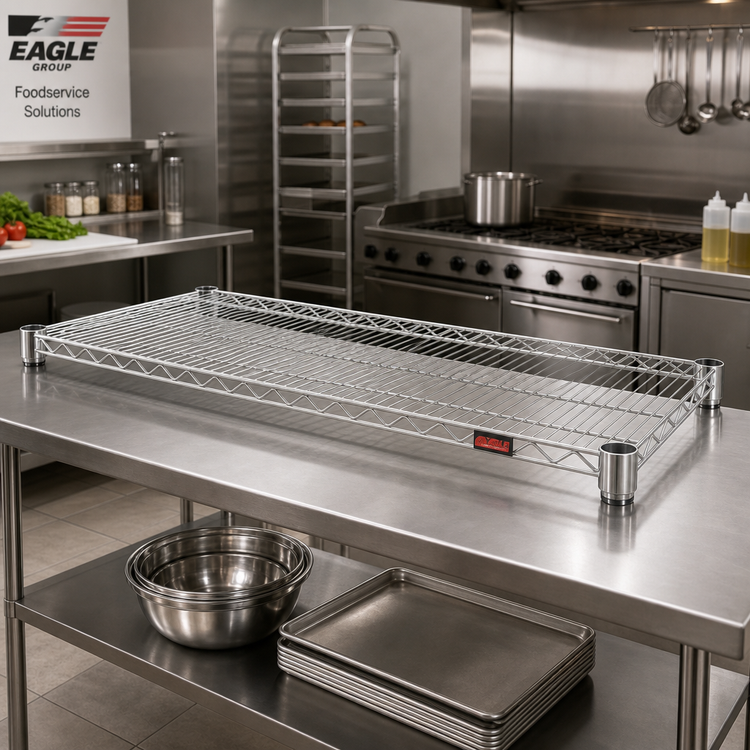 Product image #2 for EAGLEbrite 60" x 24" Quad-Adjust Wire Shelf, Zinc Finish, 600 lb Capacity