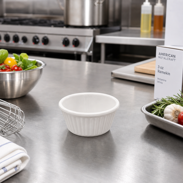 Product image #2 for American Metalcraft 3 oz White Fluted Melamine Ramekin