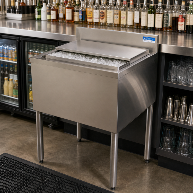 Product image #3 for BK Resources 30-Inch Underbar Insulated Ice Bin with 10-Circuit Aluminum Cold Plate, 97 lb Capacity