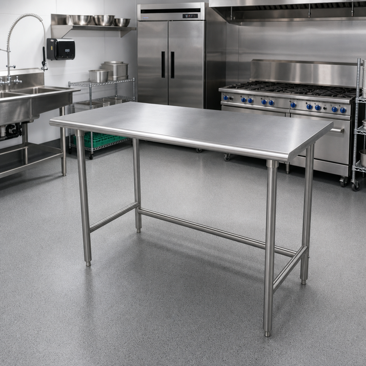 Product image #2 for Advance Tabco 72" W x 36" D 16-Gauge 304 Stainless Steel Flat Top Work Table with Open Base and Crossrails