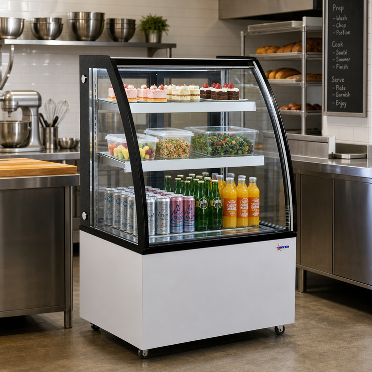 Product image #2 for 36-Inch Curved Glass Full-Service Refrigerated Display Case with 3 Adjustable Shelves