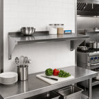 Thumbnail image #2 for BK Resources BKWS6-1448 48-Inch Wall-Mount 16-Gauge 304 Stainless Steel Shelf with 1-1/2-Inch Rear Up-Turn