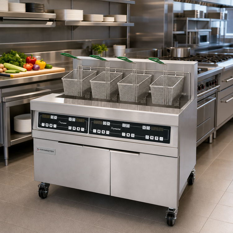 Product image #2 for Frymaster RE High Efficiency Triple Electric Fryer Battery with Built-In Filtration, 80 lb. Frypots