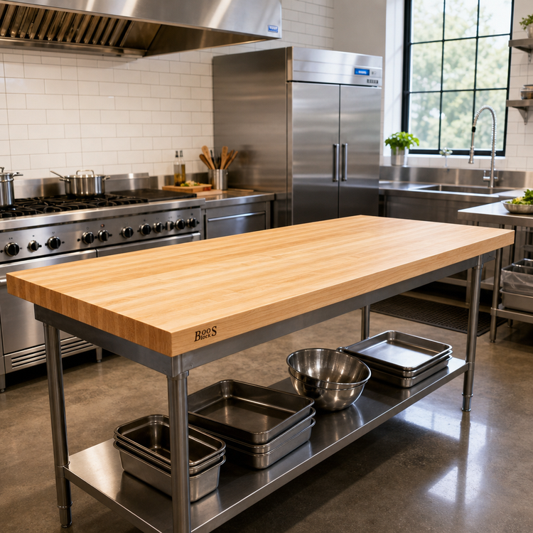 Product image #2 for John Boos Boos Block 72-Inch x 30-Inch Edge-Grain Maple Kitchen Countertop, Varnique Finish