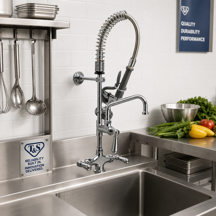 Product image #2 for T&S Brass Mini Pre-Rinse Unit, 8-Inch Swing Nozzle, Deck Mount