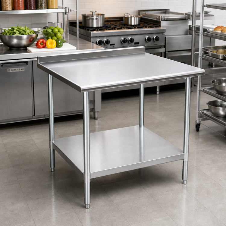 Product image #2 for Serv-Ware Standard Series 30 x 30-Inch Stainless Steel Work Table with 2-Inch Turnup