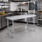 Thumbnail image #2 for Sapphire Manufacturing SMTEO-1472G 72 x 14 x 35 in. 18-Gauge 430 Stainless Steel Flat-Top Work Table with Open Galvanized Base