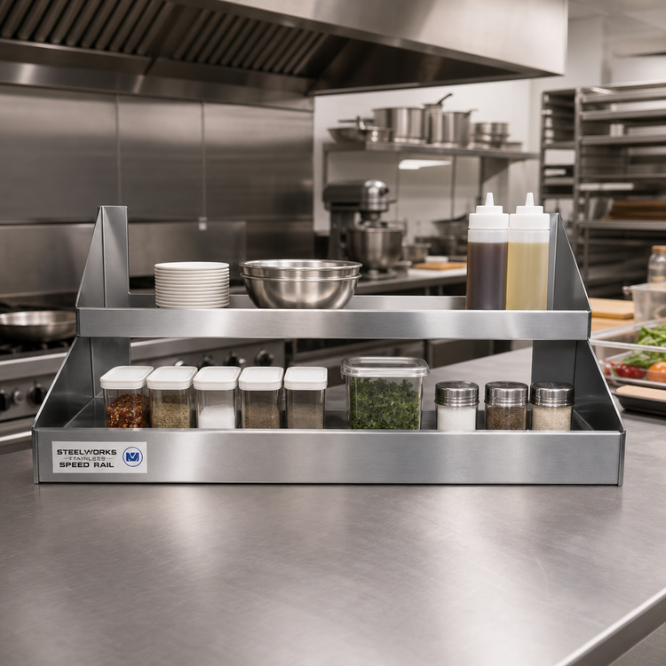 Product image #2 for Steel Works Stainless 24-Inch Double Tier Stainless Steel Speed Rail