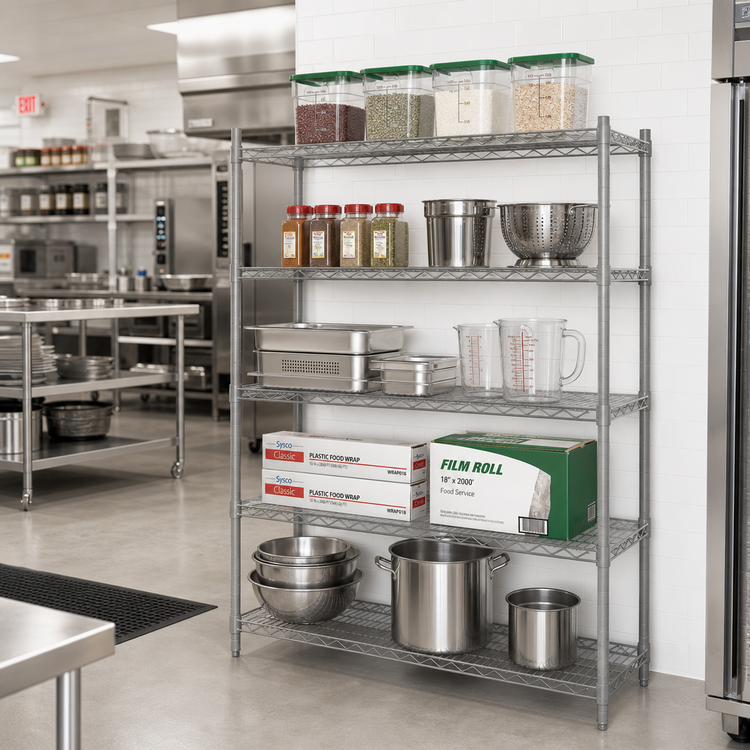 Product image #2 for Eagle Valu-Master 5-Tier Add-On Wire Shelving Unit, 60 x 21 x 74 Inches, Pewter Gray Epoxy